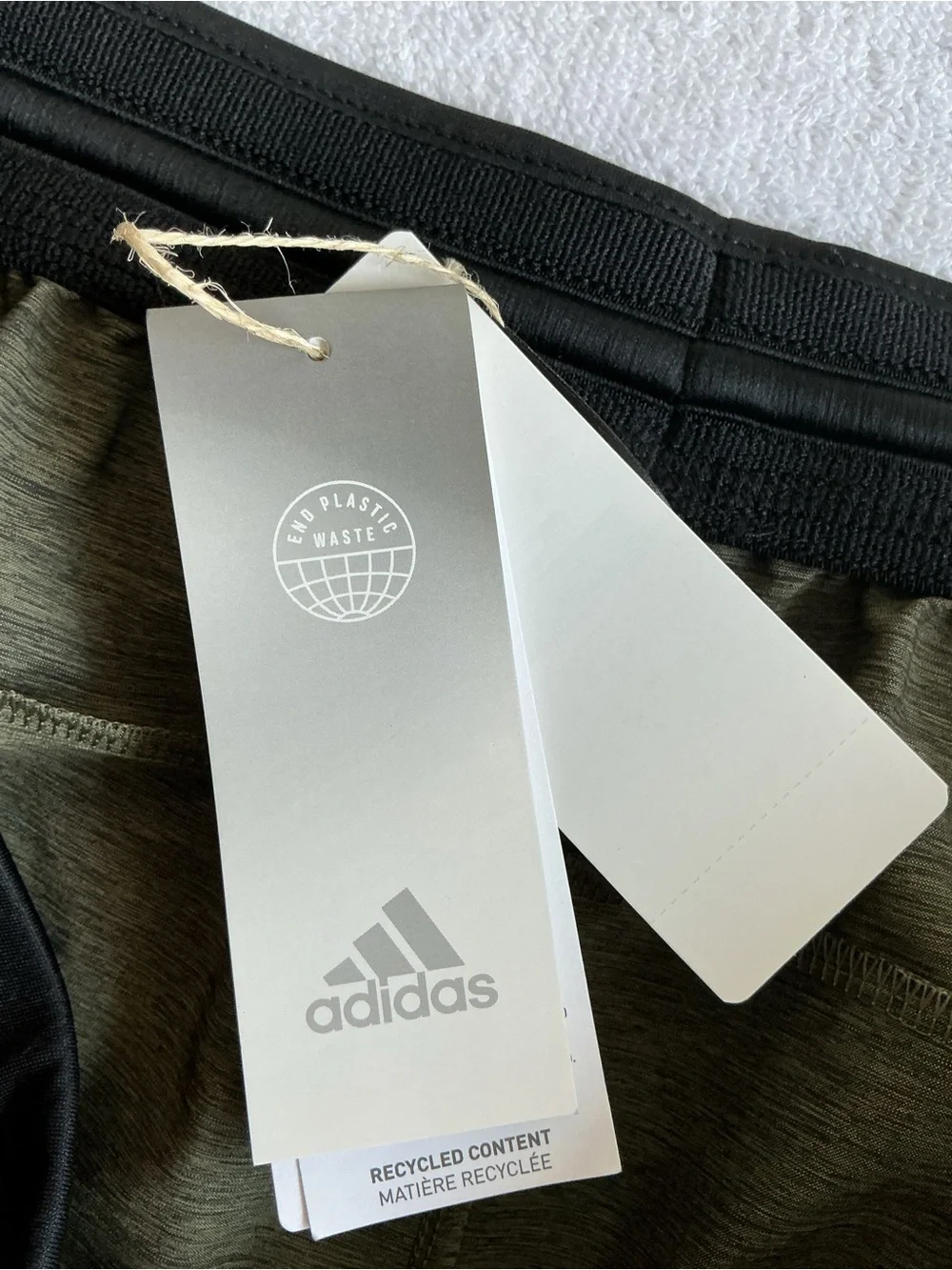adidas Men's Olive Athletic Shorts with Black Waistband XL
